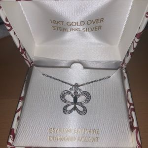 Genuine Sapphire and 18kt Gold Butterfly Necklace
